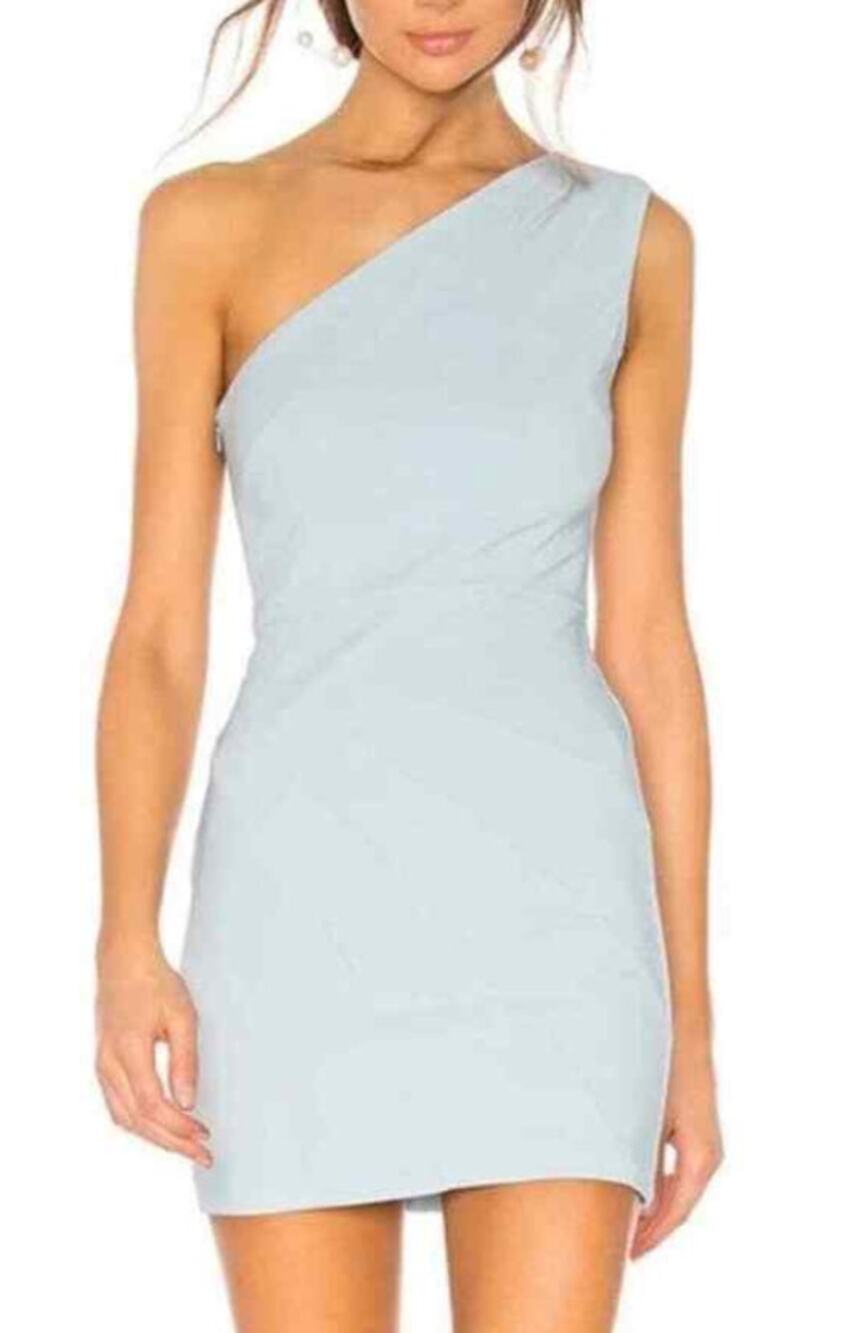 Michael Costello Blue One Shoulder Mini Dress SMALL Bodycon Cocktail $188 NEW